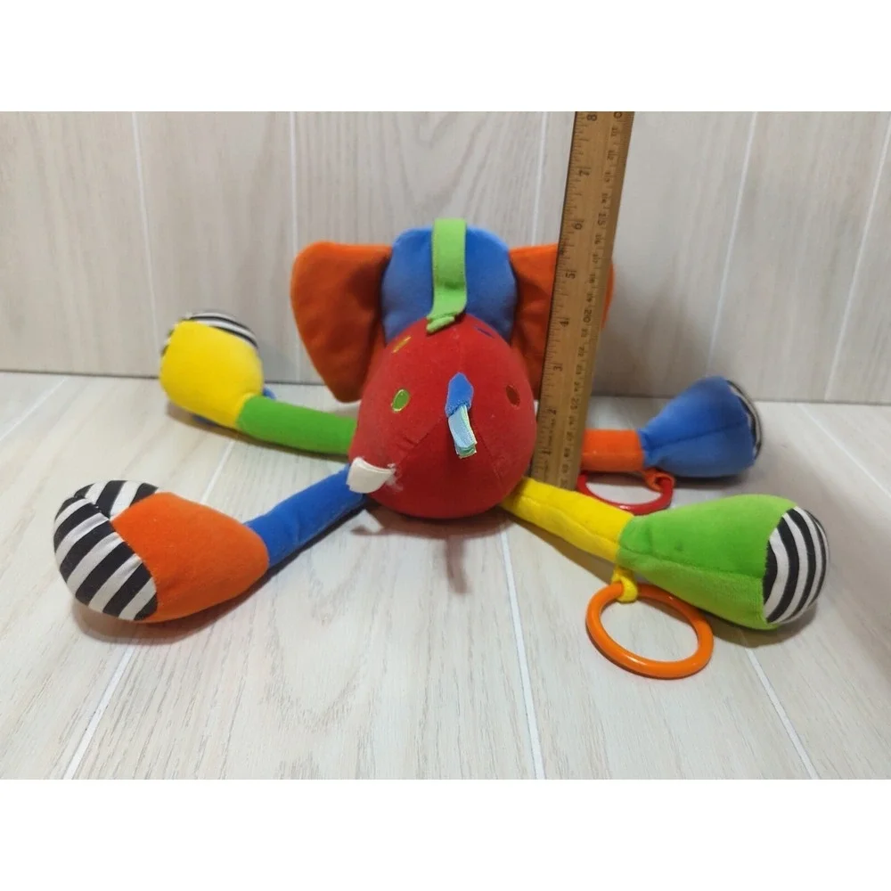 Jellycat Jelly kitten multi-colored elephant chime rattle rings nose feet stripe